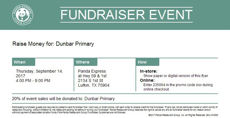 Fundraiser Event at Panda Express tonight!