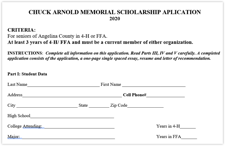 Chuck Arnold Memorial Scholarship