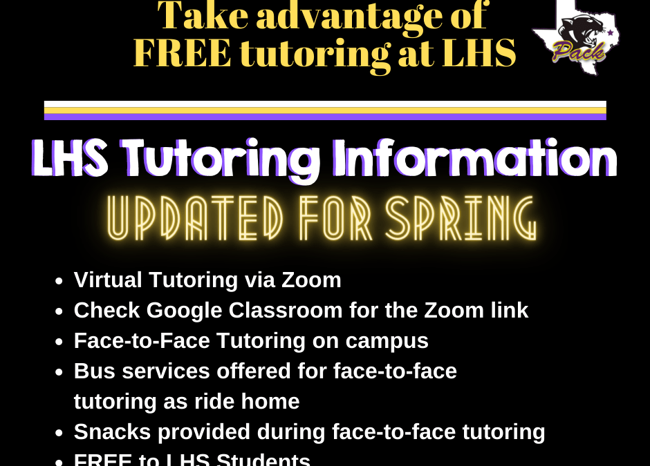 Free Tutoring for LHS – Updated Spring Schedule