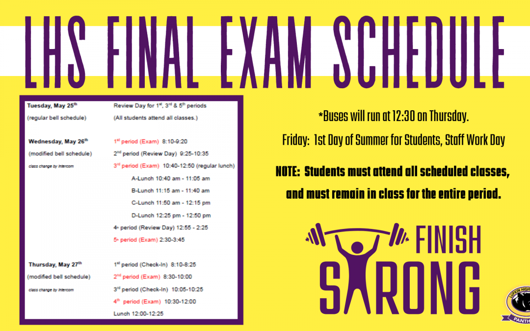 Final Exam Schedule and Early Release