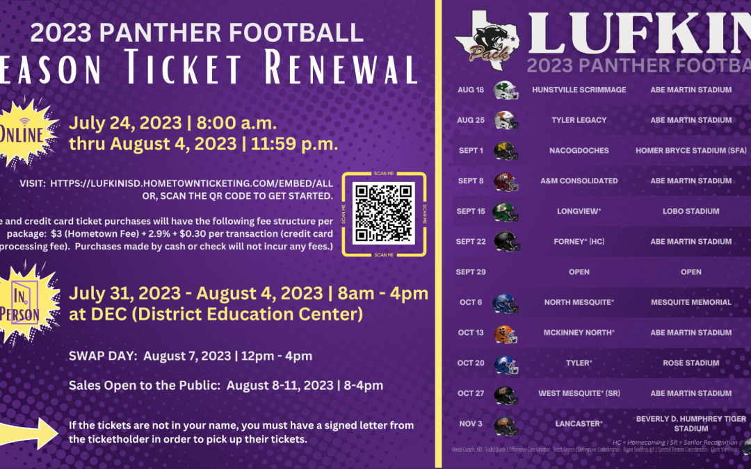 2023 Lufkin Panther Football Ticket Info