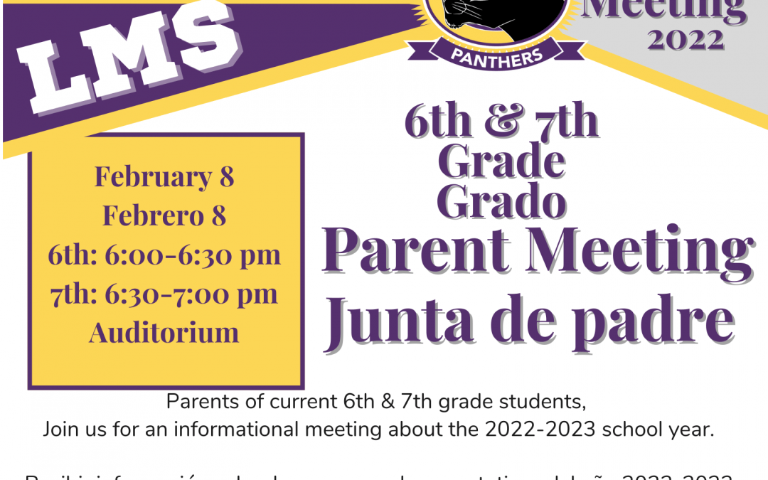 6th and 7th Grade Parent Meetings