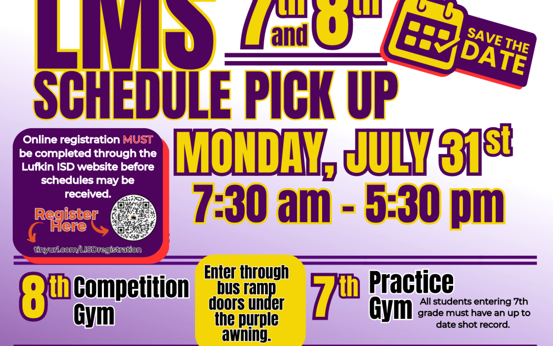 7th and 8th Grade Schedule Pick Up
