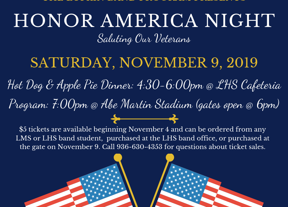Honor America Night: Saturday, November 9, 2019