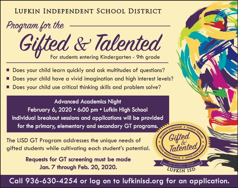 GT testing and Advanced Academics Night is February 6, 2020!