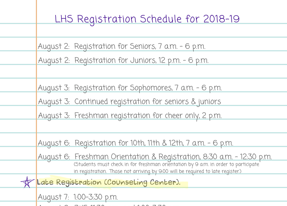 2018-19 LHS Registration Schedule