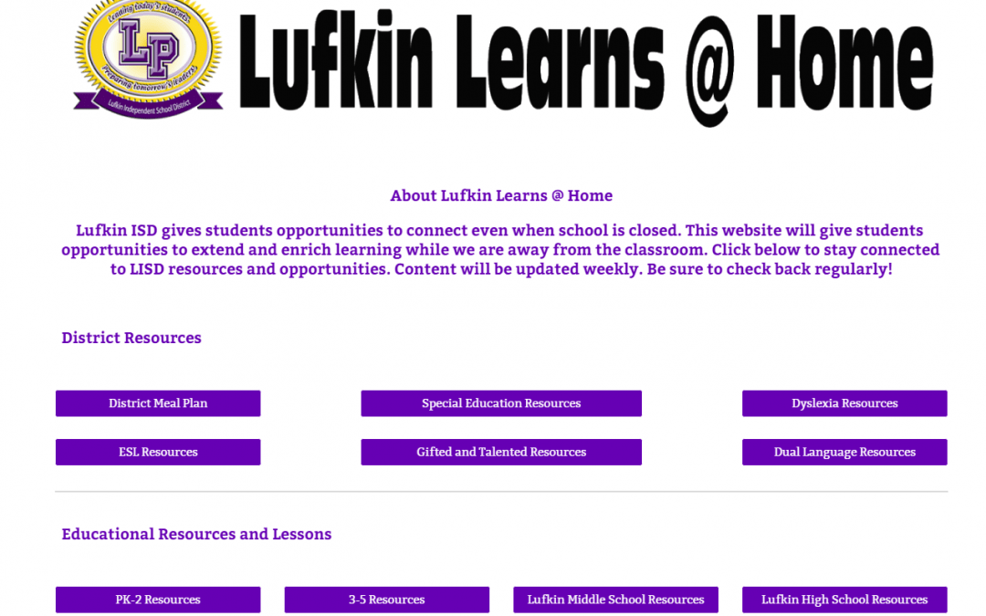 Lufkin Learns @ Home – New Distance Learning Site
