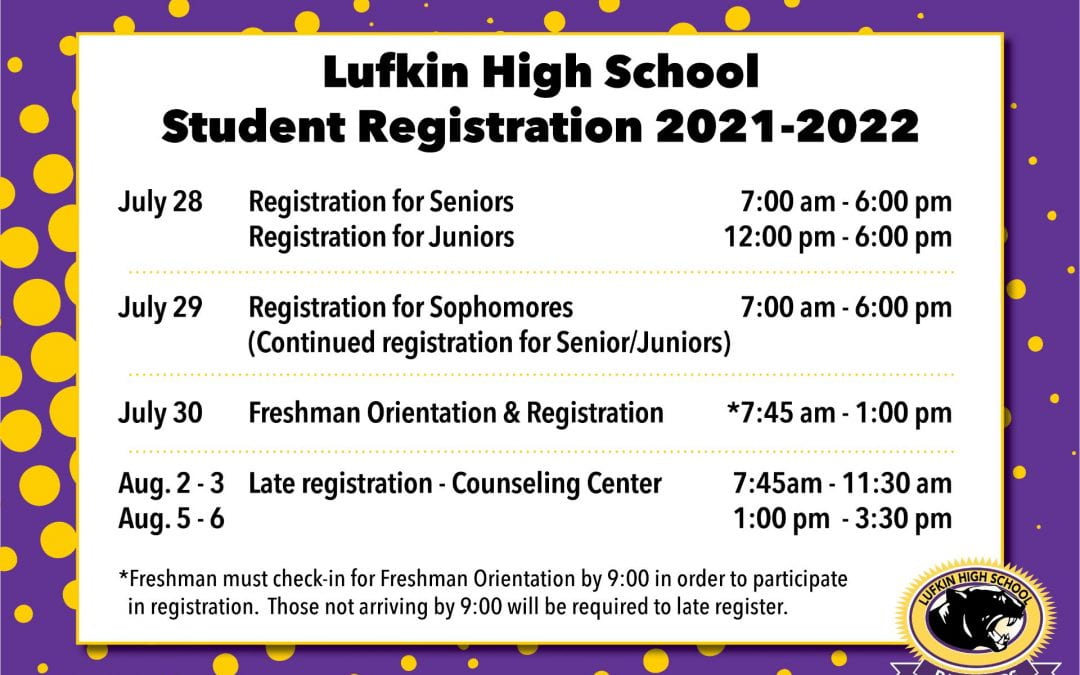 LHS Registration Info for 2021-22, Updated to Include Student Vaccine Clinic